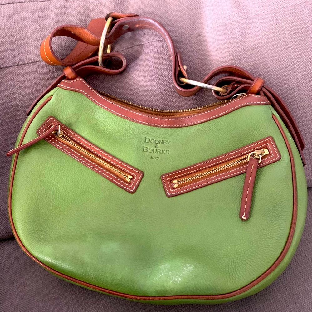 Dooney & Bourke Pebble Grain apple green zippered hobo bag
